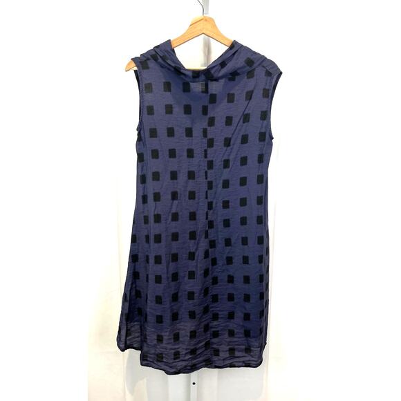 CUT LOOSE S Cowl Neck Tunic Top Sleeveless Pullover Square Patch Purple Black - Picture 2 of 12